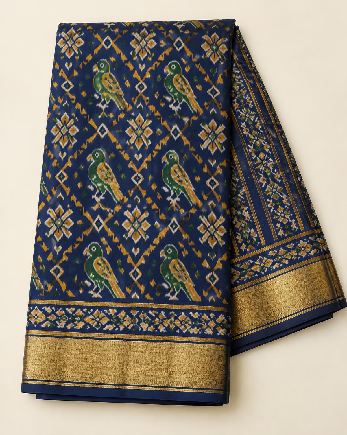 Popat Indigo — Double Ikat Patola saree