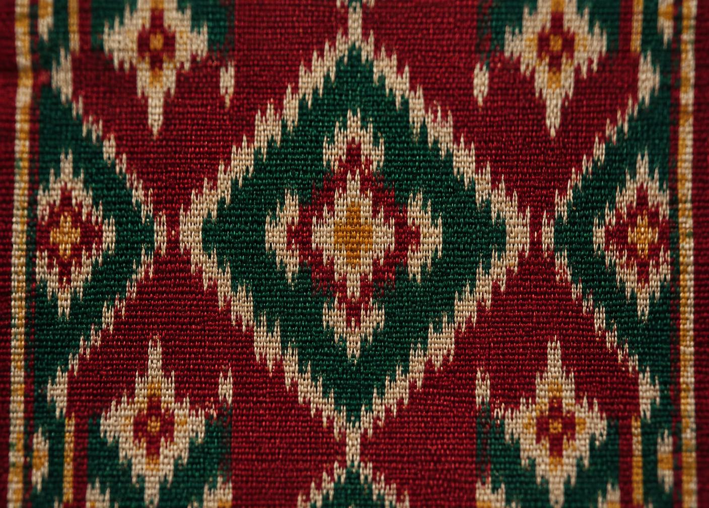 Macro detail of Patola double ikat silk weave
